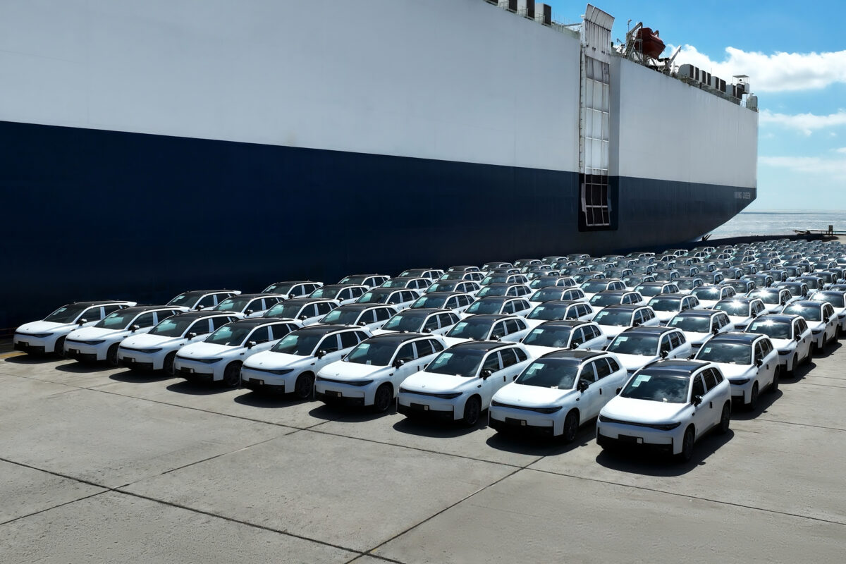 Stellantis leamotor cars waiting to be ferried from China to Europe