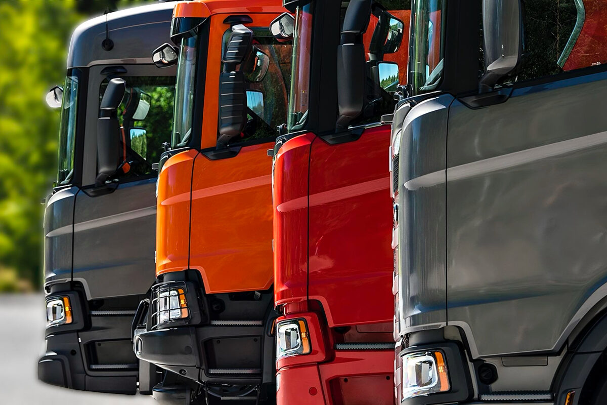 Trucks in a row